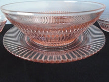 Vintage 6 Piece Rare Pink Depression Salad Bowl Set and Serving Plate
