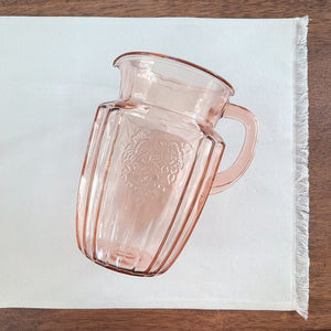Vintage Pink Depression Glass Large 8 Inch 60 Ounce Pitcher
