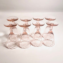 Vintage Pink Depression Glass Optic Cordials, Set of 8 Small Cocktail 