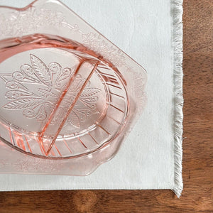 Vintage Two-Part Divided Oval Relish Dish Pink Depression Glass