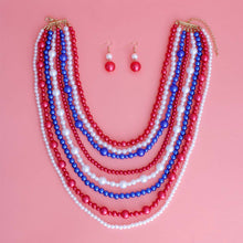 Red White Blue Pearl 8 Strand Set