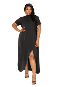 back cape dress Mock neck 