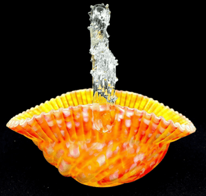 Stunning Spiral Ribbed Cased Art Glass Spatter Thorn 7" Basket - 1885 - Stevens & Williams - 1885