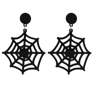 Nihao Halloween Black Spider Web Fish Hook Earrings - Halloween Costume Jewelry