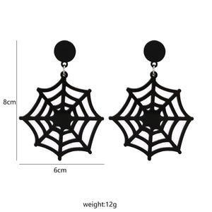 Nihao Halloween Black Spider Web Fish Hook Earrings - Halloween Costume Jewelry