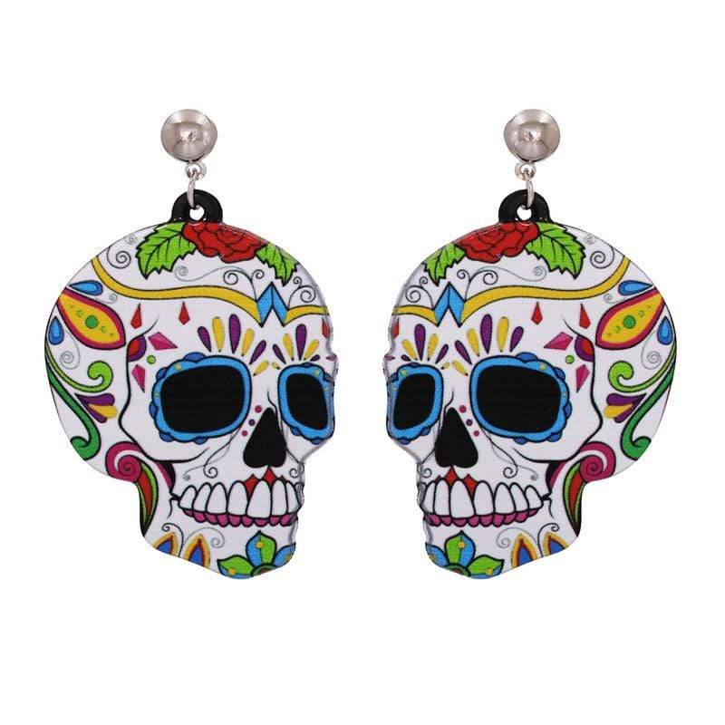 Nihao Halloween Day of the Dead Skull Ghost Acrylic Resin Earrings