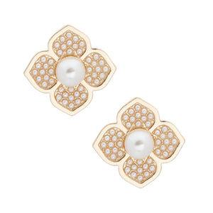 Pearl Luxury French Designer Flower Studs
