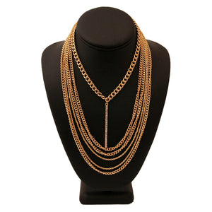 Multi Layer Gold Chain Bar Choker