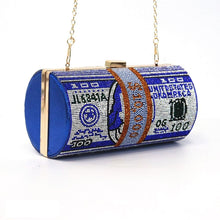 Blue Bling Rolled Benjamins Clutch