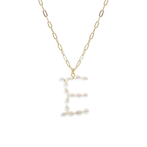 E Freshwater Pearl Initial Necklace