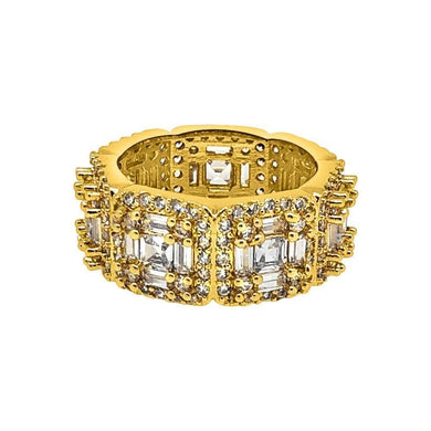 We Sell Fashion 11 Exotic Baguette Princess Eternity Band Gold Bling CZ Ring