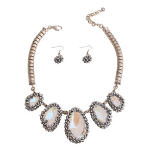 We Sell Fashion Aurora Borealis Necklace Set Statement Piece - Aurora Borealis Crusted Stone Necklace Set