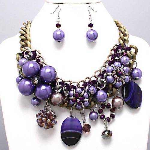 We Sell Fashion Chunky TANGLED CHUNKY PEARL & METALLIC BEAD BALL NECKLACE