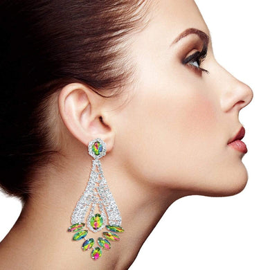 We Sell Fashion Earrings Elegant Multi Pink Green Chandelier Earrings for Evening or Formal