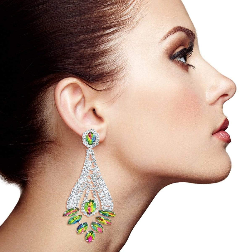We Sell Fashion Earrings Elegant Multi Pink Green Chandelier Earrings for Evening or Formal