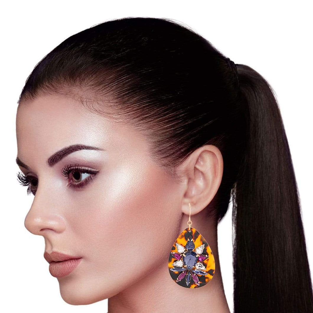 We Sell Fashion Earrings Fun Blue Tortoiseshell Dangle Teardrop Earrings