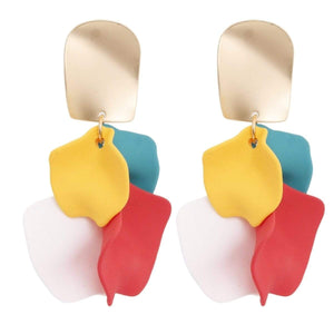 We Sell Fashion Earrings Fun Exciting Spring Colorful Multi Petal Gold Plated Earrings