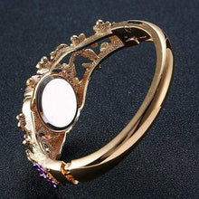 We Sell Fashion Fashion Gold ColorPurple Flower Decorated Hollow Out Design Color Matching Watch
