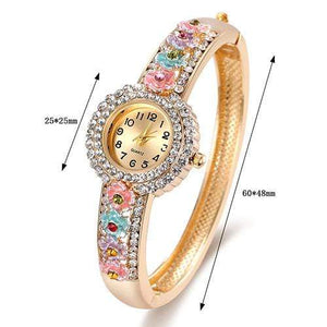 We Sell Fashion Fashion Multi-color Diamond Decorated Flower Shape Design Color Matching Watch
