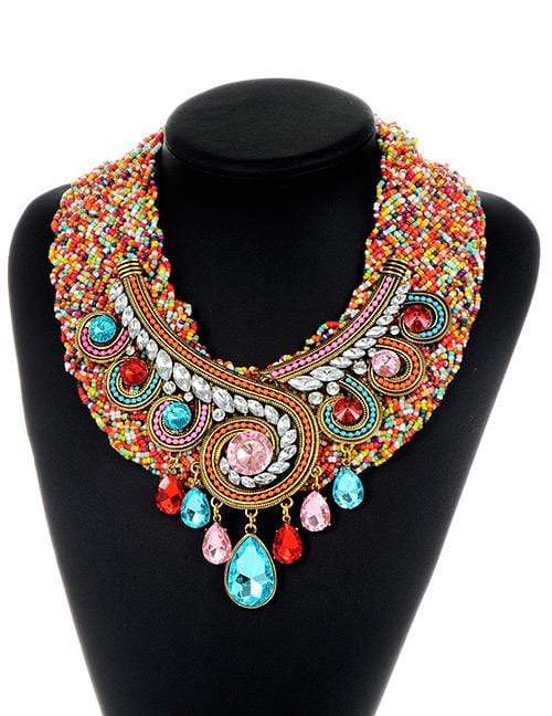 We Sell Fashion Fashion Multi-color Water Drop Shape Decorated Necklace