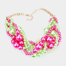 We Sell Fashion Gorgeous Pink Green Beaded Braided Pearl Necklace Set