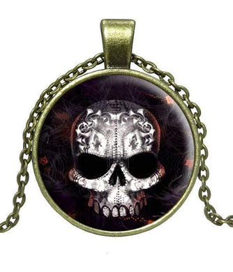 We Sell Fashion Halloween Sugar Skull Day of the Dead Theme Pendant Necklace
