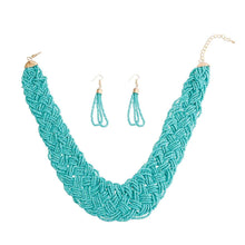 We Sell Fashion Necklaces Turquoise Seed Bead Braided Collar Set with Matching Earrings