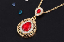 We Sell Fashion Necklaces Women's Red/Clear Crystal Water Drop Pendant Necklace with Matching Earrings