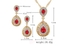 We Sell Fashion Necklaces Women's Red/Clear Crystal Water Drop Pendant Necklace with Matching Earrings