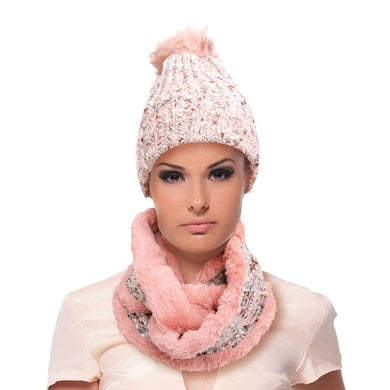We Sell Fashion Scarf Stylish Pink Cable Knit Scarf and Hat Set