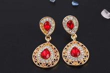 We Sell Fashion Women's Costume Jewelry Red Necklace w Faux Gold Trim w Matching Earrings