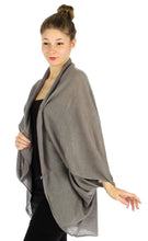 Women's Soft Warm Solid Gray Infinity Scarf Kimono Wrap - Ruffle Shrug - Elegant