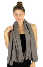 Women's Soft Warm Solid Gray Infinity Scarf Kimono Wrap - Ruffle Shrug - Elegant