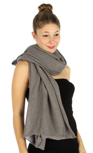 Women's Soft Warm Solid Gray Infinity Scarf Kimono Wrap - Ruffle Shrug - Elegant