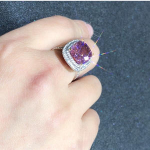 Wish 2.8 ct Pink Sapphire Diamond Ring - 925 Sterling Silver - Nature Gemstone
