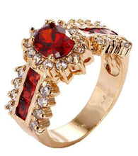 Wish Rings Fashion Women's Wedding Size 7 Ruby & CZ 18K Yellow Gold Filled Ring