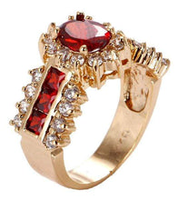 Wish Rings Fashion Women's Wedding Size 7 Ruby & CZ 18K Yellow Gold Filled Ring