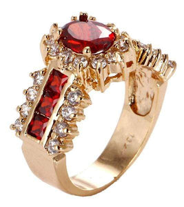 Wish Rings Fashion Women's Wedding Size 7 Ruby & CZ 18K Yellow Gold Filled Ring