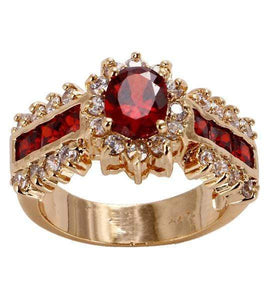 Wish Rings Fashion Women's Wedding Size 7 Ruby & CZ 18K Yellow Gold Filled Ring