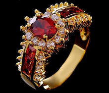 Wish Rings Fashion Women's Wedding Size 8 Ruby & CZ 18K Yellow Gold Filled Ring